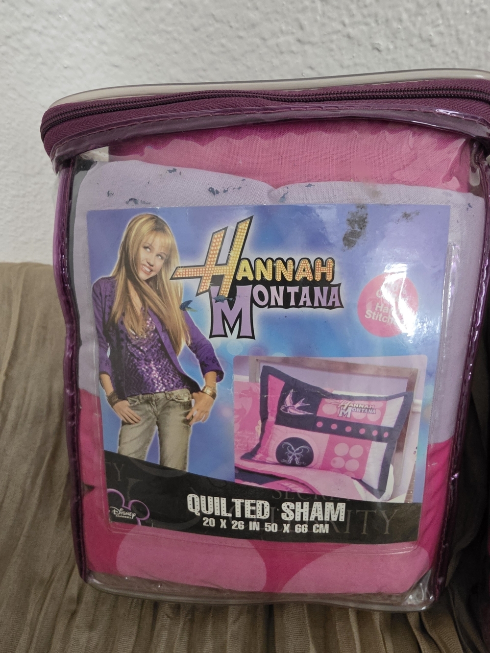 Set 2 Disney Hannah Montana Pillow Shams Pop Rock Hand Stitched 20x26 Vintage - Picture 2 of 16